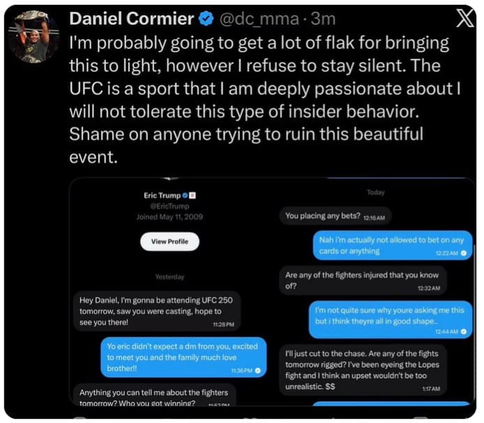 Eric Trump Denies Seeking Insider Information at UFC White House