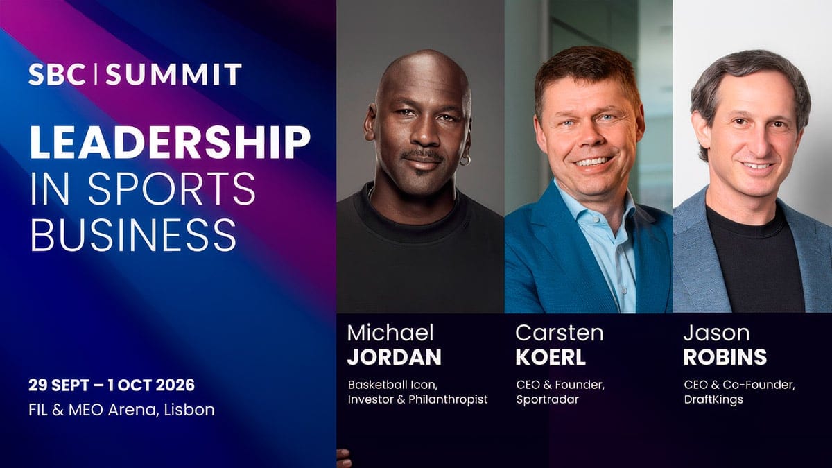 Michael Jordan, Sportradar's Carsten Koerl, DraftKings' Jason Robins